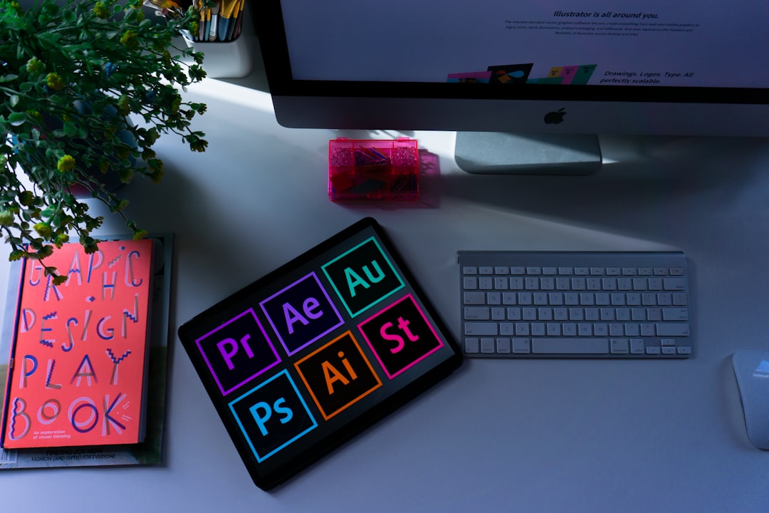 Creative graphic design workspace with digital tools and color swatches