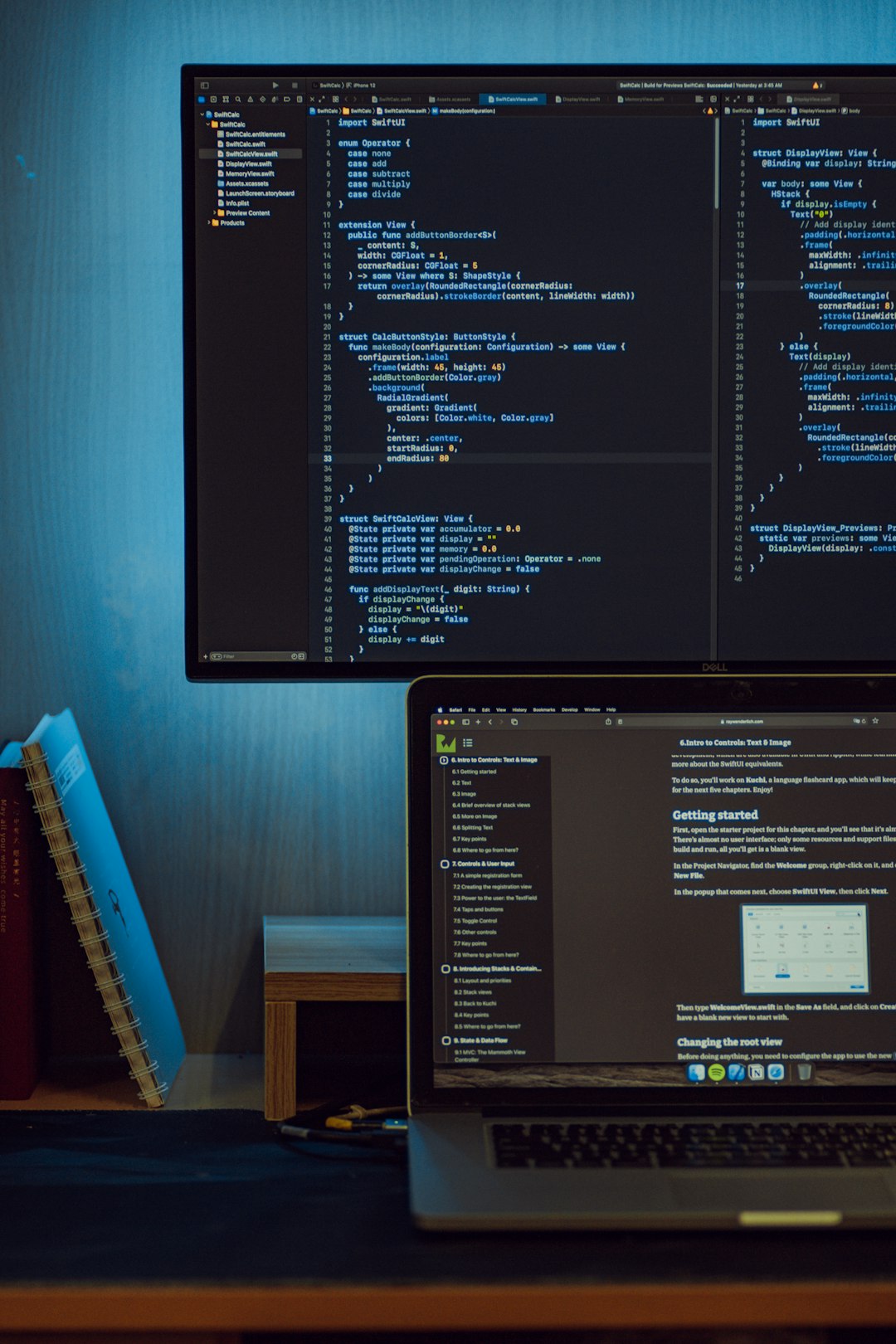 Solo founder working at laptop with code editor open